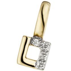 Ketten-Anhänger JOBO "Anhänger eckig", gelb (gelbgold 585), Schmuckanhänger, Damen, SI = kleine Einschlüsse, Gelbgold 585-Diamanten, Gelbgold 585, Diamanten, 585 Gold mit 4 Diamanten