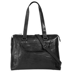 Shopper SPIKES & SPARROW, Damen, Gr. B/H/T: 35cm x 30cm x 7cm onesize, schwarz, Leder, unifarben, leicht glänzend, Taschen, echt Leder