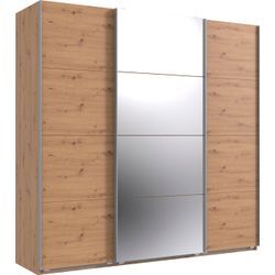 Schwebetürenschrank WIMEX "Norderstedt", braun (artisan eiche nachbildung, spiegel), B:225cm H:236cm T:64cm, Spanplatte, Schränke, INKLUSIVE 2 Stoffboxen und 2 zusätzliche Einlegeböden, mit Spiegel