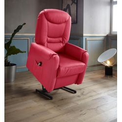 TV-Sessel SIT & MORE "Morten", rot (feuerrot), B:76cm H:113cm T:78cm, Luxus-Kunstleder, NaturLEDER (echtes Rindsleder), Luxus-Microfaser (100% Polyester), Sessel, Fernsehsessel, in Größe M, wahlweise mit Motor und Aufstehhilfe