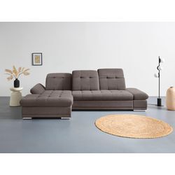 Ecksofa COTTA "Holiday L-Form", schwarz (charcoal), B:302cm H:86cm T:190cm, 100% Polyester, Sofas, Sitztiefenverstellung, wahlweise mit Bettfunktion inkl. Bettkasten