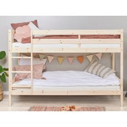 Etagenbett HOPPEKIDS "ECO Comfort Kinderbett 90x200 oder 70x160 aus Massivholz in 4 Farben", beige (natur, natur), B:101cm H:140cm L:206cm, Etagenbetten, TÜV, FSC und Nordisches Umweltzeichen – wahlweise mit Matratzen