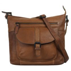 Umhängetasche X-ZONE Gr. B/H/T: 25cm x 24cm x 6cm onesize, braun (cognac) Damen Taschen echt Leder