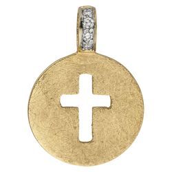 Ketten-Anhänger JOBO "Anhänger Kreuz" Schmuckanhänger Gr. SI = kleine Einschlüsse, Gelbgold 585-Diamanten, gelb (gelbgold 585) Damen 585 Gold eismatt mit 4 Diamanten