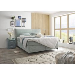 Boxspringbett ED EXCITING DESIGN "Seattle", grün (mint), B:204cm L:212cm, 100% Polyester, Komplettbetten, Boxspringbett, harte Seite mit Kokosmatte, weiche Seite mit Filzabdeckung