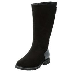 Weitschaftstiefel SHEEGO "Große Größen", Damen, Gr. 37, XL-Schaft, schwarz, Obermaterial: 100% Leder;Einsatz: 100% Textilmaterial, klassisch, Schuhe Reißverschlussstiefel Weitschaftstiefel Reiterstiefel, mit elastischer Zierschnalle