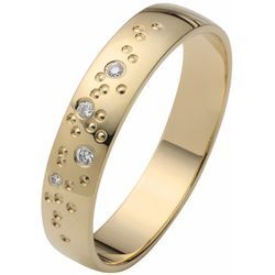 Trauring FIRETTI "Schmuck Geschenk Gold 375 Hochzeit Ehering "LIEBE" Sterne" Gr. 16,5, gold (gelbgoldfarben), Fingerringe, 16,5, 0,03 ct SI = kleine Einschlüsse mit Brillanten, Gelbgold 585, 4mm, Made in Germany, wahlweise mit oder ohne Brillanten