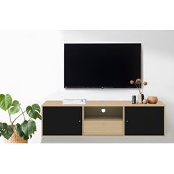 TV-Board HAMMEL FURNITURE "Mistral Fernsehschrank, Medienmöbel, Hängend", weiß (eiche weiß pigmentiert), B:161,5cm H:42cm T:45cm, Sideboards, mit Türen mit Akustikstoff, Kabeldurchführung, Lowboard, B: 161,5 cm