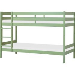 Etagenbett HOPPEKIDS "ECO Comfort Kinderbett 90x200 oder 70x160 aus Massivholz in 4 Farben", grün (grün, grün), B:101cm H:140cm L:206cm, Etagenbetten, TÜV, FSC und Nordisches Umweltzeichen – wahlweise mit Matratzen