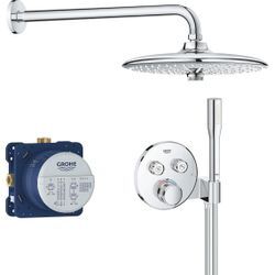 Duschsystem GROHE "Grohtherm" Brausegarnituren grau (chromfarben) mit langlebieger und scheinender Oberfläche