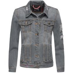 NAVAHOO Damen Jacke Übergangsjacke Jeans Frühling Destroyed Jeansjacke Pamuyaa