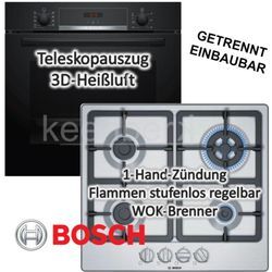 Herdset Bosch Backofen Teleskopauszug mit Gaskochfeld - autark, 60 cm neu