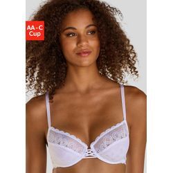 Bügel-BH LASCANA, Damen, Gr. 70, Cup B, weiß, Microtouch, Spitze, Obermaterial: 89% Polyamid, 11% Elasthan, feminin, BHs, mit dezent transparenter Spitze, Dessous