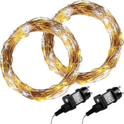 Voltronic - 2Set 200 led Lichterkette Draht,warm/kalt,Adapter