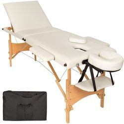 tectake® 3 Zonen Massageliege, mit Holzgestell, verstellbare Ablagen für Kopf und Arme, 210 x 95 x 62 - 84 cm