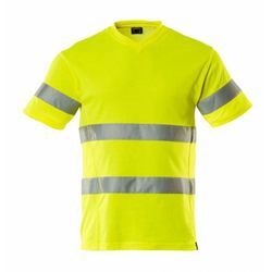 T-Shirt, V-Ausschnitt, moderne Passform T-shirt Gr. m, hi-vis gelb - Mascot