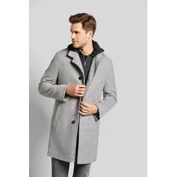 Wollmantel BUGATTI, Herren, Gr. 56, grau (hellgrau), 46% Polyester, 20% Polyacryl, 18% Wolle, 16% Baumwolle, meliert, casual, slim fit, Langarm normaler Saum, Mäntel, im mellierten Design