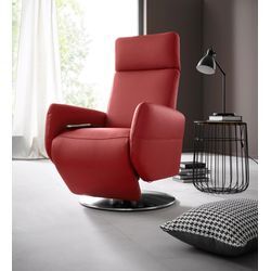 Relaxsessel PLACES OF STYLE "Kobra", rot (feuerrot), B:71cm H:110cm T:82cm, NaturLEDER (echtes Rindsleder), Luxus-Kunstleder, Luxus-Microfaser Vintageoptik (100% Polyester), Sessel, Fernsehsessel Ledersessel Relaxsessel, in Größe M, wahlweise mit Motor und Aufstehhilfe