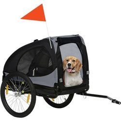 Pawhut - Hundeanhänger, klappbarer Fahrradanhänger für Hunde, Hundebuggy mit Reflektoren, Schnellspanner, Hundefahrradanhänger, wasserbeständig,