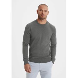 Strickpullover H.I.S Gr. L (52/54), grau (dunkelgrau, meliert) Herren Pullover Rundhalspullover Regular Fit, Langarm, aus Feinstrick, Baumwollmischung