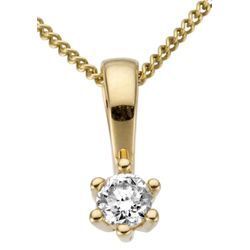 Ketten-Anhänger FIRETTI "Schmuck Geschenk Gold 750 Halsschmuck Anhänger Halskette Solitär" Schmuckanhänger Gr. 0,1 ct P2 = erkennbare Einschlüsse, Gelbgold 585-Diamanten, 0,35 g, goldfarben (gelbgoldfarben, gw=getöntes, weiß) Damen mit Brillant in Krappenfassung