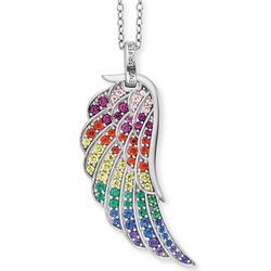 Kette mit Anhänger ENGELSRUFER "FLÜGEL SILBER, ERN-WING-ZIM", bunt (silberfarben, rosa, lila, rot, gelb, grün, blau), Halsketten, Damen, Silber 925 (Sterlingsilber), L: 50cm, mit Zirkonia (synth.)