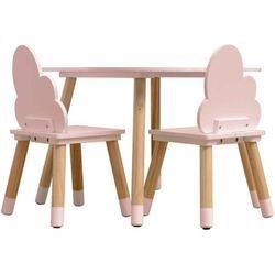 Rebecca Mobili Set Kindertisch und 2 Stühle mdf Kiefer Rosa für Kinderzimmer