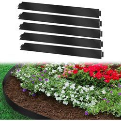 SWANEW Rasenkante Metall Beeteinfassung Mähkante Verzinkt Wegbegrenzung Beetumrandung Palisade Schwarz 100x15cm 35m