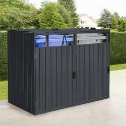 HOME DELUXE - Mülltonnenbox dreitürig CUBO - 4x 240L Menge 4 Mülltonnenbox Mülltonnenerweiterung Mülltonnenaufbewahrung Aufbewahrungsbox