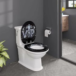 Woltu - Premium Toilettensitz Toilettendeckel mit Absenkautomatik WC-Sitz aus mdf Holzkern Universal Softclose Scharnier Klodeckel Antibakteriell