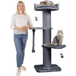 Happypet - Premium Kratzbaum Grosse Katzen Stabil 'Freddy' – Katzenbaum, Kletterbaum, für Maine Coon, Natursisal, Dicke Stämme mit 20 cm, 150 cm