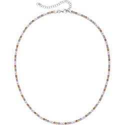 Collier FIRETTI "Schmuck Geschenk Silber 925 Halsschmuck Halskette Tenniskette Glitzer" Halsketten Gr. Silber 925 (Sterlingsilber), Länge: 43 cm Breite: 2,4 mm, bunt (silberfarben, rot, champagner, rose, lila, grün) Damen mit Zirkonia (synth.)