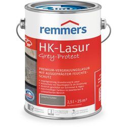 Remmers - HK-Lasur 3in1 Grey-Protect graphitgrau, 2,5 Liter, Holzlasur für Vergrauung außen, 3 Holzschutz Produkte in einem, Feuchtigkeit- und