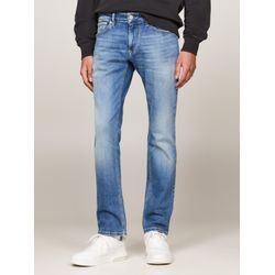 Slim-fit-Jeans TOMMY JEANS "SCANTON SLIM", Herren, Gr. 33, Länge 32, blau (denim medium), Denim/Jeans, Obermaterial: 92% Baumwolle, 6% Polyester, 2% Elasthan, casual, slim fit, Jeans, mit Logoprägung