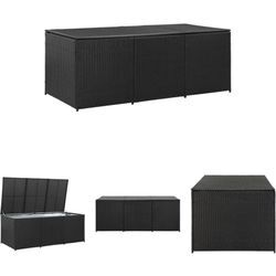 Gartenbox Poly Rattan 180x90x70 cm Schwarz - Gartenboxen - Schwarz - The Living Store