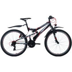 Mountainbike KS CYCLING "Topeka" Gr. 48, grau (grau, rot, schwarz), Fahrräder, 48cm, 26 Zoll (66,04cm), für Damen und Herren, Kettenschaltung