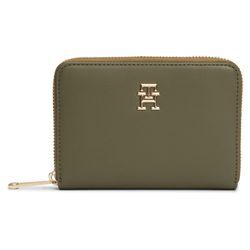 Geldbörse TOMMY HILFIGER "Women TH CHIC MED ZA Wallets" grün (utility olive) Kleinlederwaren Damenbörse Geldbeutel Portemonnaie