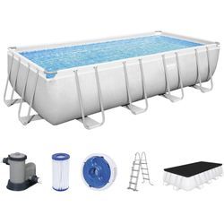 Power Steel™ Frame Pool Komplett-Set mit Filterpumpe 549 x 274 x 122 cm , lichtgrau, eckig - Grau