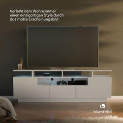 Klarstein Klarstein tv Board Weiss, Wohnzimmer Möbel für tv, 150 cm Fernsehschrank mit Color-LEDs, Großes TV-Lowboard, Niedrige TV-Schränke mit