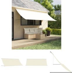 Markise Einziehbar Creme 400x150 cm Stoff und Stahl - Markisen - Creme - The Living Store