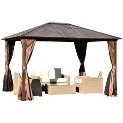 Gartenpavillon Pavillon 300L x 365B x 262H cm Gartenzelt Festzelt Partyzelt mit 4 x Doppel-Seitentei