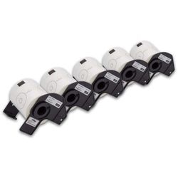 5x Etiketten-Rolle mit Halter 58mm (100 Etiketten) kompatibel mit Brother pt QL-550, QL-560, QL560VP, QL-570 Etiketten-Drucker - Premium - Vhbw