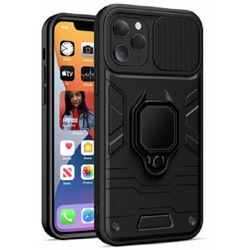 Handy Hülle mit Kameraschutz Panzerhülle Stoßfest Bumper Cover Outdoor Hülle mit Ring Magnet Halter kompatibel mit Samsung Galaxy A72 (A725F) schwarz