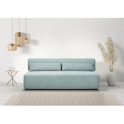 Schlafsofa INOSIGN "Donka Dauerschläfer-geeignet, belastbar bis 270 kg incl. Bettkasten", blau (hellblau), B:200cm T:108cm, 88% Polyester / 12% Polyacryl, Sofas, ohne Armlehnen, Breite 200 cm, auch in Cord, Tonnentaschen-Federkern