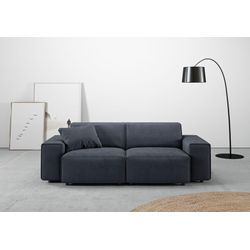 2,5-Sitzer ANDAS "Glimminge auch in Breitcord, Feincord + Easy care-Bezug", blau (dunkelblau), B:214cm H:71cm T:101cm, 100% Polyester, Sofas, besondere Kedernähte, Zierkissen