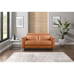 2-Sitzer PLACES OF STYLE "Lund" Sofas Gr. B/H/T: 160 cm x 97 cm x 100 cm, Kunstleder, elektrische Rela x funktion auf linker Seite, braun (cognac) 2-Sitzer Sofas manueller od. elektrischer Relaxfunktion und USB