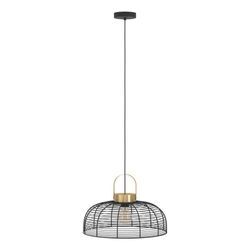 Hängeleuchte EGLO "ROUNDHAM", schwarz (schwarz, messing, gebürstet), Lampen, Ø 45,00cm H: 110,00cm Pendelleuchte, Esszimmerlampe Industrial, Metall in Schwarz, Ø 45cm