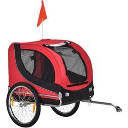 Hundeanhänger Fahrradanhänger Hundetransporter Hunde Fahrrad Anhänger Rot+Schwarz 130 x 73 x 90 cm - Pawhut