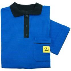 ESD-Polo-Shirt light, mit schwarzem Kragen, Größe m, blau - blau - Wetec