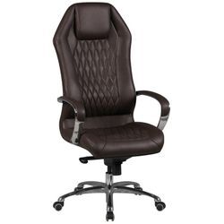 Finebuy - Bürostuhl monterey Echt-Leder Schreibtischstuhl xxl Polsterung Design Chefsessel hohe Rückenlehne mit Kopfstütze Drehstuhl Drehsessel